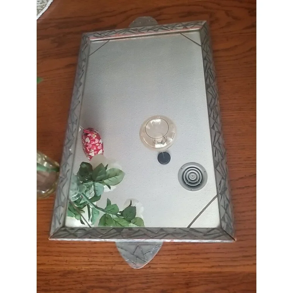 Vintage Mirrored Tray 11x17 Wooden Frame
